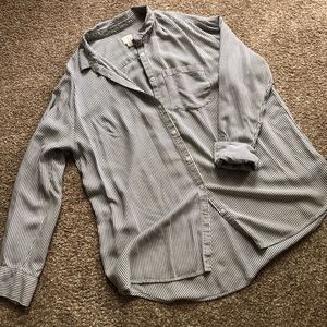 A New Day Lightweight Striped Button Up Blouse